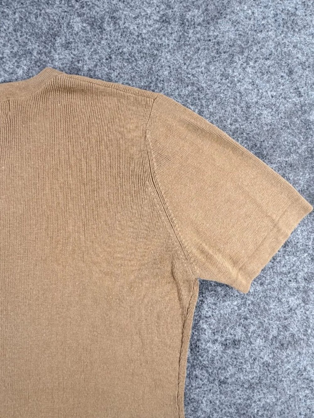 Vintage Sag Harbor Sweater Womens S Brown Tan V-Neck Short Sleeve Button Detail - Picture 13 of 16